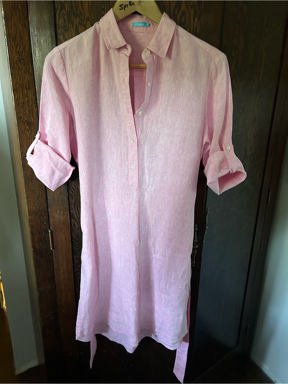 J. McLaughlin Pink Linen Shirt Dress - Picture 2 of 5